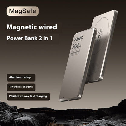 Power Bank Magnético Ultra Delgado — Carga Rápida Inalámbrica con Doble Puerto