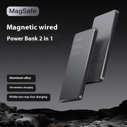 Power Bank Magnético Ultra Delgado — Carga Rápida Inalámbrica con Doble Puerto