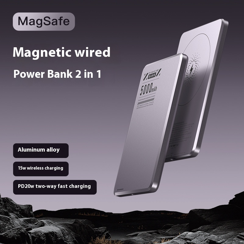 Power Bank Magnético Ultra Delgado — Carga Rápida Inalámbrica con Doble Puerto
